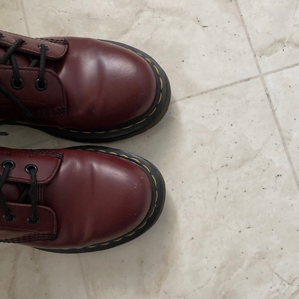 $180 Dr. Martens 1460 8-eye Burgundy Leather Lace-Up Combat Moto Boots Size 6 - Picture 10 of 15